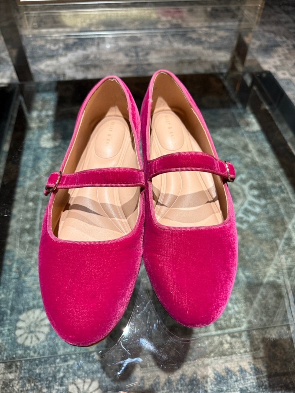 Kelly & Katie Fuchsia Velvet Mary Jane Flats